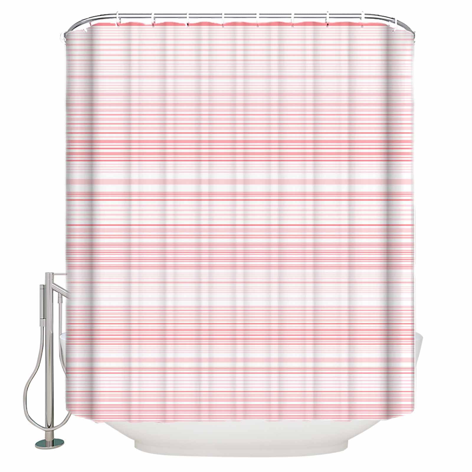 Small Stall Shower Curtain 36x78 Inch Narrow Half Size Pink Stripe Bath Curtains Bathroom Decor Abstract Art Modern Vertical Striped Waterproof Fabric Shower Curtain Set with Hooks 36 Inch