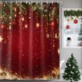 thumbnail image 1 of Small Stall Shower Curtain 36x78 Inch Narrow Half Size Red Golden Christmas Bath Curtains Bathroom Decor, Xmas Pine Needles Balls Berry Waterproof Fabric Shower Curtain Set with Hooks 36 Inch, 1 of 8
