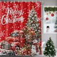 thumbnail image 1 of Small Stall Shower Curtain 36x78 Inch Narrow Half Size Red Truck Christmas Bath Curtains Bathroom Decor, Xmas Tree Snowman Snowflake Waterproof Fabric Shower Curtain Set with Hooks 36 Inch, 1 of 8