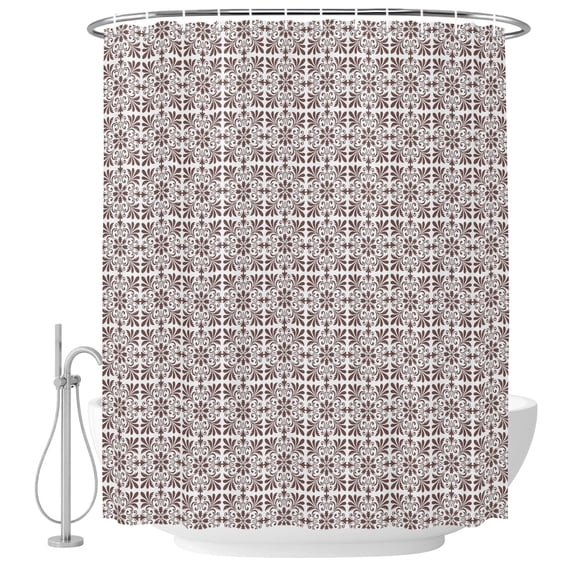 Small Stall Shower Curtain 36x78 Inch Narrow Half Size Rose Beige Boho Bath Curtains Bathroom Decor, Farmhouse Country Flowers Plaid Textured Waterproof Fabric Shower Curtain Set with Hooks 36 Inch
