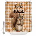 thumbnail image 1 of Small Stall Shower Curtain 36x78 Inch Narrow Half Size Squirrel Hello Fall Bath Curtains Bathroom Decor Maple Leaf Thanksgiving Orange Plaid Waterproof Fabric Shower Curtain Set with Hooks 36 Inch, 1 of 6