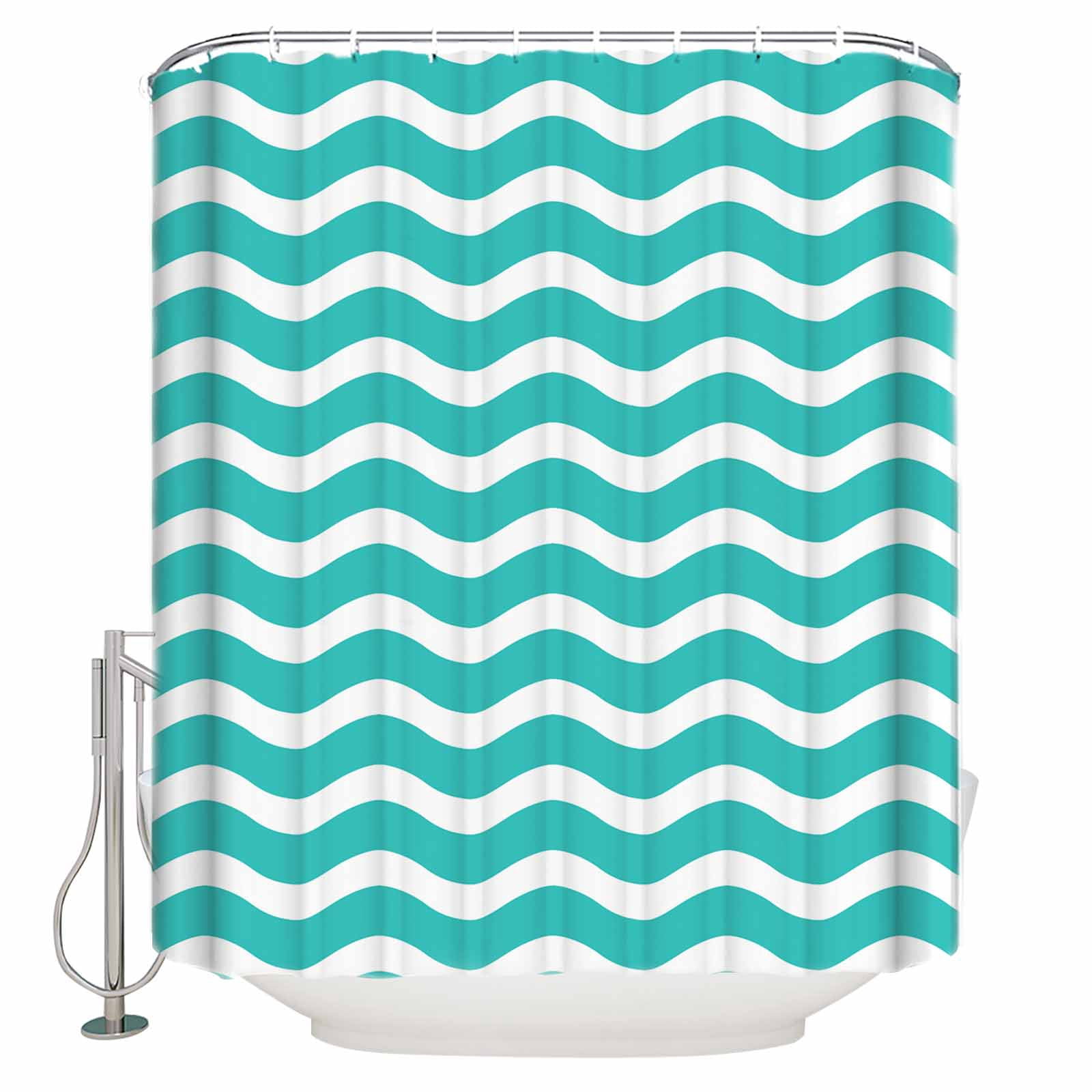 Small Stall Shower Curtain 36x78 Inch Narrow Half Size Teal Aqua Moire ...