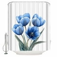 thumbnail image 1 of Small Stall Shower Curtain 36x78 Inch Narrow Half Size Tulip Floral Bath Curtains Bathroom Decor Elegant Flowers Blue Floral Spring Waterproof Fabric Shower Curtain Set with Hooks 36 Inch, 1 of 6