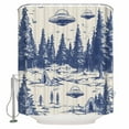 thumbnail image 1 of Small Stall Shower Curtain 36x78 Inch Narrow Half Size Vintage Blue Bath Curtains Bathroom Decor Farmhouse Forest Abstract Art Waterproof Fabric Shower Curtain Set with Hooks 36 Inch, 1 of 6