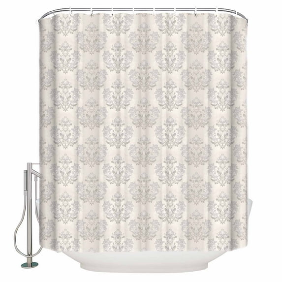 Small Stall Shower Curtain 48x72 Inch Narrow Half Size Beige Floral Boho Bath Curtains Bathroom Decor Retro Ethnic Tribe Abstract Art Waterproof Fabric Shower Curtain Set with Hooks 48 Inch