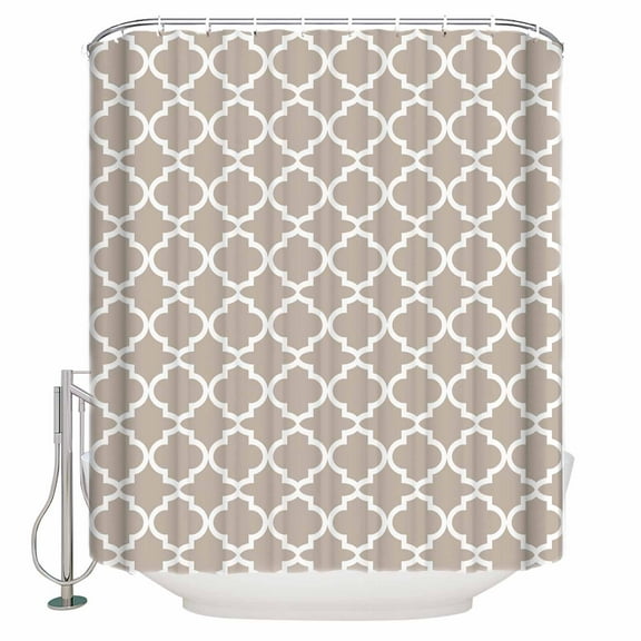 Small Stall Shower Curtain 48x72 Inch Narrow Half Size Beige Moroccon Bath Curtains Bathroom Decor Farmhouse Minimalist Abstract Geometric Waterproof Fabric Shower Curtain Set with Hooks 48 Inch