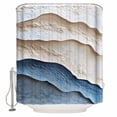 thumbnail image 1 of Small Stall Shower Curtain 48x72 Inch Narrow Half Size Blue Beige Bath Curtains Bathroom Decor Modern Coastal Wave Abstract Art Waterproof Fabric Shower Curtain Set with Hooks 48 Inch, 1 of 6