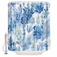 thumbnail image 1 of Small Stall Shower Curtain 48x72 Inch Narrow Half Size Blue Botanical Bath Curtains Bathroom Decor Watercolor Leaf Pastoral Waterproof Fabric Shower Curtain Set with Hooks 48 Inch, 1 of 6