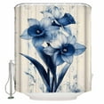 thumbnail image 1 of Small Stall Shower Curtain 48x72 Inch Narrow Half Size Blue Floral Spring Bath Curtains Bathroom Decor Summer Botanical Vintage Waterproof Fabric Shower Curtain Set with Hooks 48 Inch, 1 of 6