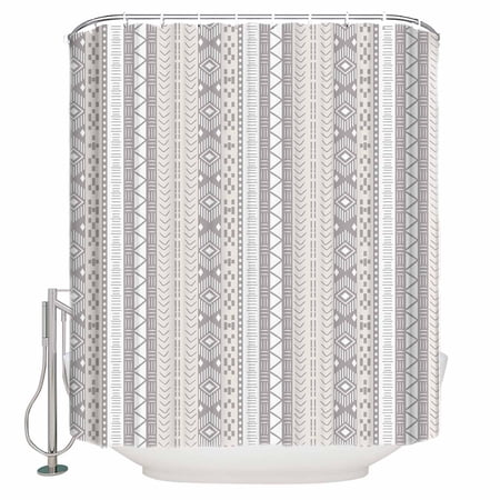 Small Stall Shower Curtain 48x72 Inch Narrow Half Size Boho Stripes Bath Curtains Bathroom Decor Abstract Polka Dot Rustic Tribal Patterns Waterproof Fabric Shower Curtain Set with Hooks 48 Inch