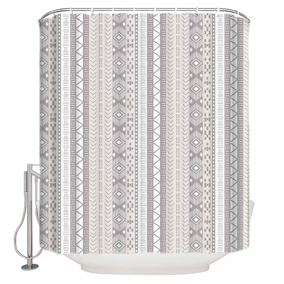 Small Stall Shower Curtain 48x72 Inch Narrow Half Size Boho Stripes Bath Curtains Bathroom Decor Abstract Polka Dot Rustic Tribal Patterns Waterproof Fabric Shower Curtain Set with Hooks 48 Inch