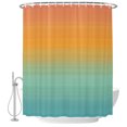 thumbnail image 1 of Small Stall Shower Curtain 48x72 Inch Narrow Half Size Burnt Orange Teal Striped Bath Curtains Bathroom Decor, Farmhouse Gradient Line Waterproof Fabric Shower Curtain Set with Hooks 48 Inch, 1 of 7