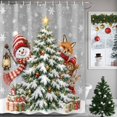 thumbnail image 1 of Small Stall Shower Curtain 48x72 Inch Narrow Half Size Christmas Bath Curtains Bathroom Decor, Plush Snowman Xmas Tree Fox Snowflake Grey Waterproof Fabric Shower Curtain Set with Hooks 48 Inch, 1 of 8