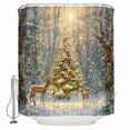 thumbnail image 1 of Small Stall Shower Curtain 48x72 Inch Narrow Half Size Christmas Elk Bath Curtains Bathroom Decor Xmas Tree Snowflake Winter Waterproof Fabric Shower Curtain Set with Hooks 48 Inch, 1 of 6