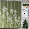 thumbnail image 1 of Small Stall Shower Curtain 48x72 Inch Narrow Half Size Christmas Snowflakes Bath Curtains Bathroom Decor, Xmas Sage Green Snowy Winter Waterproof Fabric Shower Curtain Set with Hooks 48 Inch, 1 of 8
