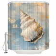 thumbnail image 1 of Small Stall Shower Curtain 48x72 Inch Narrow Half Size Conch Coastal Bath Curtains Bathroom Decor Summer Beach Nautical Ocean Waterproof Fabric Shower Curtain Set with Hooks 48 Inch, 1 of 6