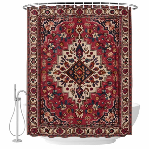 Small Stall Shower Curtain 48x72 Inch Narrow Half Size Country Boho Bath Curtains Bathroom Decor, Farmhouse Ethnic Abstract Nation Aesthetic Waterproof Fabric Shower Curtain Set with Hooks 48 Inch