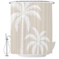 thumbnail image 1 of Small Stall Shower Curtain 48x72 Inch Narrow Half Size Cream Palm Tree Bath Curtains Bathroom Decor, Coastal Tropical Summer Coconut Plants Waterproof Fabric Shower Curtain Set with Hooks 48 Inch, 1 of 7