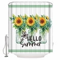 thumbnail image 1 of Small Stall Shower Curtain 48x72 Inch Narrow Half Size Hello Summer Bath Curtains Bathroom Decor Sunflowers Botanical Green Striped Waterproof Fabric Shower Curtain Set with Hooks 48 Inch, 1 of 6