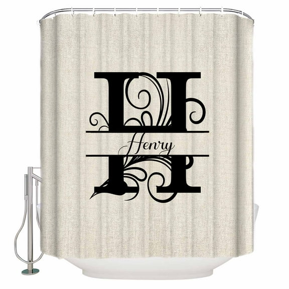 Small Stall Shower Curtain 48x72 Inch Narrow Half Size Letter H Bath Curtains Bathroom Decor Monogram Words Waterproof Fabric Shower Curtain Set with Hooks 48 Inch