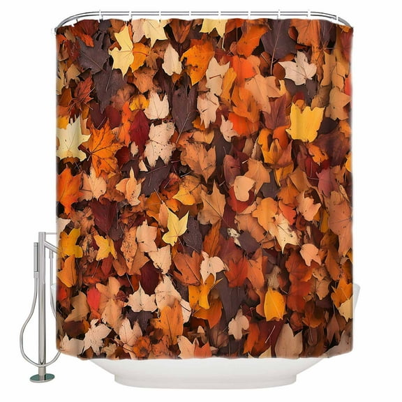 Small Stall Shower Curtain 48x72 Inch Narrow Half Size Maple Leaf Autumn Bath Curtains Bathroom Decor Farmhouse Fall Botanical Leaves Waterproof Fabric Shower Curtain Set with Hooks 48 Inch