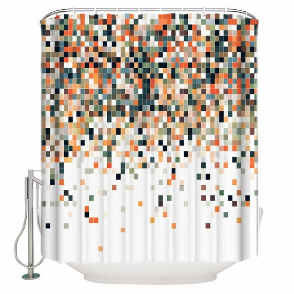 Small Stall Shower Curtain 48x72 Inch Narrow Half Size Modern Abstract Art Bath Curtains Bathroom Decor Modern Geometric Art Waterproof Fabric Shower Curtain Set with Hooks 48 Inch