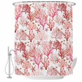 thumbnail image 1 of Small Stall Shower Curtain 48x72 Inch Narrow Half Size Nautical Coastal Bath Curtains Bathroom Decor, Summer Sea Coral Starfish Underwater Red Waterproof Fabric Shower Curtain Set with Hooks 48 Inch, 1 of 7