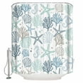 thumbnail image 1 of Small Stall Shower Curtain 48x72 Inch Narrow Half Size Ocean Turquoise Bath Curtains Bathroom Decor Coastal Gradient Coral Starfish Shell Waterproof Fabric Shower Curtain Set with Hooks 48 Inch, 1 of 6