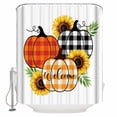 thumbnail image 1 of Small Stall Shower Curtain 48x72 Inch Narrow Half Size Orange Pumpkins Bath Curtains Bathroom Decor Plaid Pastoral Summer Botanical Waterproof Fabric Shower Curtain Set with Hooks 48 Inch, 1 of 6