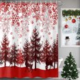 thumbnail image 1 of Small Stall Shower Curtain 48x72 Inch Narrow Half Size Red Christmas Bath Curtains Bathroom Decor, Xmas Pine Tree Elk Snowflake Holiday Waterproof Fabric Shower Curtain Set with Hooks 48 Inch, 1 of 8
