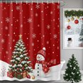 thumbnail image 1 of Small Stall Shower Curtain 48x72 Inch Narrow Half Size Red Snowman Christmas Bath Curtains Bathroom Decor, Xmas Tree Winter Snowflaks Gifts Waterproof Fabric Shower Curtain Set with Hooks 48 Inch, 1 of 8