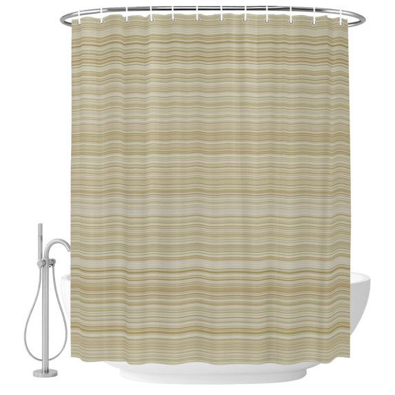 Small Stall Shower Curtain 48x72 Inch Narrow Half Size Rustic Beige Striped Bath Curtains Bathroom Decor, Vintage Stripes Farmhouse Line Waterproof Fabric Shower Curtain Set with Hooks 48 Inch