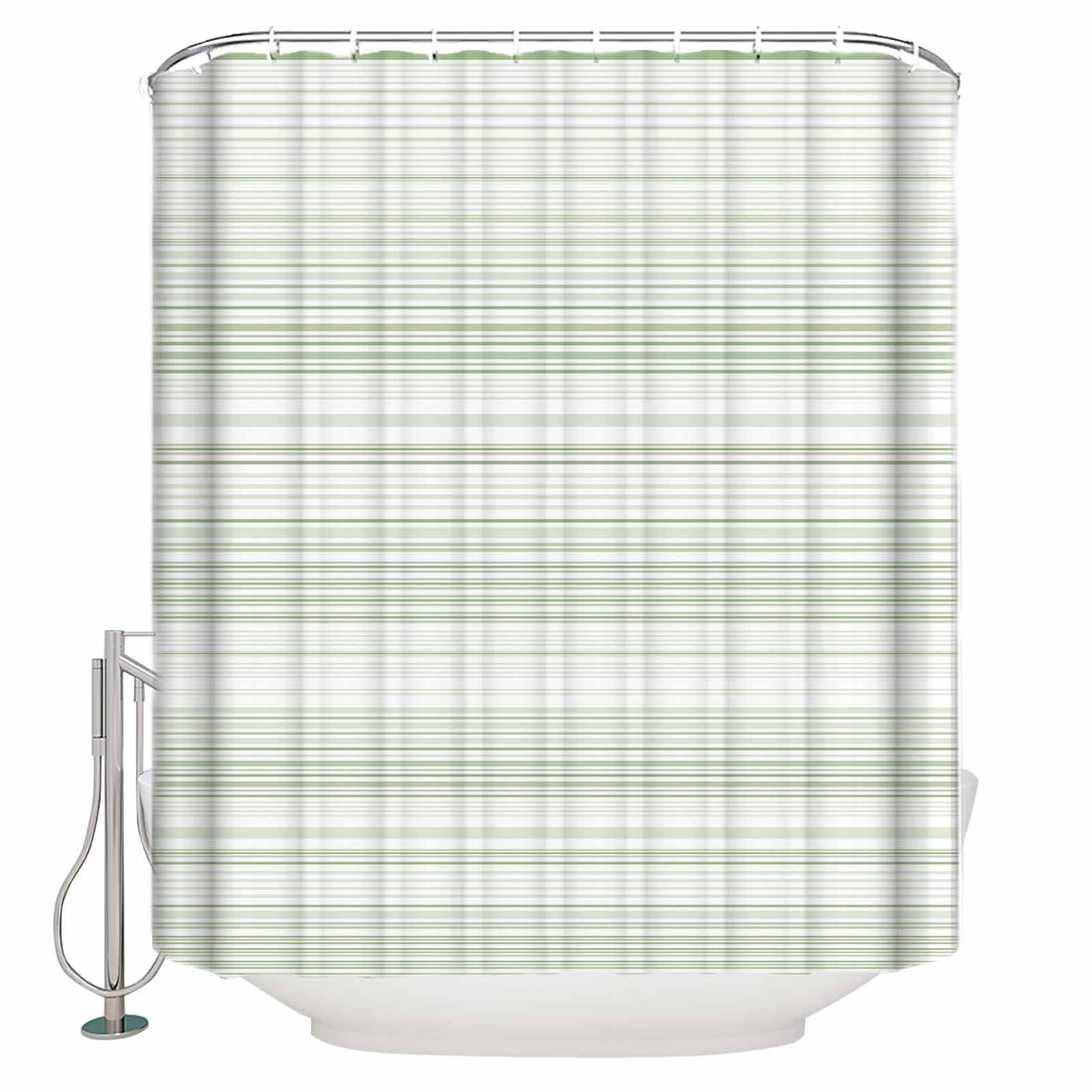 Small Stall Shower Curtain 48x72 Inch Narrow Half Size Sage Green Stripe Bath Curtains Bathroom Decor Abstract Art Modern Vertical Striped Waterproof Fabric Shower Curtain Set with Hooks 48 Inch