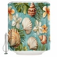 thumbnail image 1 of Small Stall Shower Curtain 48x72 Inch Narrow Half Size Summer Tropical Bath Curtains Bathroom Decor Coastal Shell Flower Palm Leaf Waterproof Fabric Shower Curtain Set with Hooks 48 Inch, 1 of 6