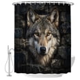 thumbnail image 1 of Small Stall Shower Curtain 48x72 Inch Narrow Half Size Wolf Bath Curtains Bathroom Decor, Mysterious Black Dark Stones Gray Brown Waterproof Fabric Shower Curtain Set with Hooks 48 Inch, 1 of 1