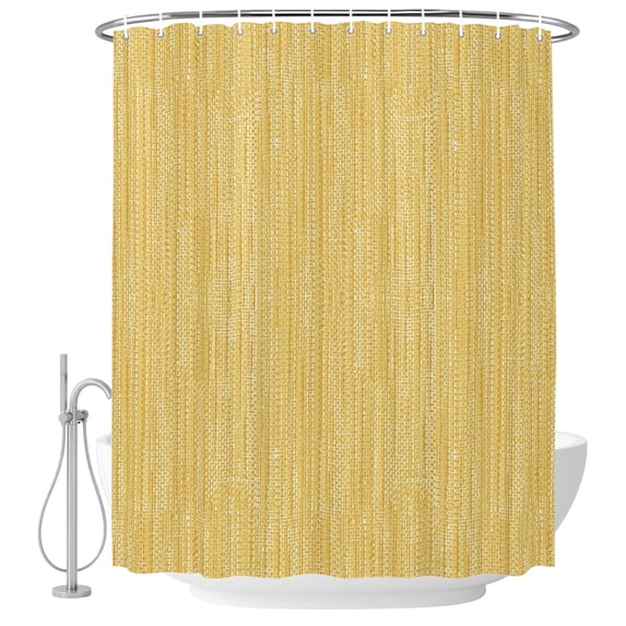 Small Stall Shower Curtain 48x72 Inch Narrow Half Size Yellow Linen Texture Bath Curtains Bathroom Decor, Modern Minimalist Art Waterproof Fabric Shower Curtain Set with Hooks 48 Inch