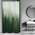 thumbnail image 1 of Small Stall Shower Curtain for Bathroom Decor 36Wx72H Narrow Half Rv NatureGreen Mens Misty Tree Mountain Foggy Woodland Art Printed Fabric Polyester Waterproof 7 Pack Plastic Hooks, 1 of 6