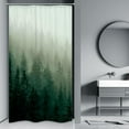 thumbnail image 1 of Small Stall Shower Curtain for Bathroom Decor 36Wx72H Narrow Half Rv NatureGreen Mens Misty Tree Mountain Foggy Woodland Art Printed Fabric Polyester Waterproof 7 Pack Plastic Hooks, 1 of 6