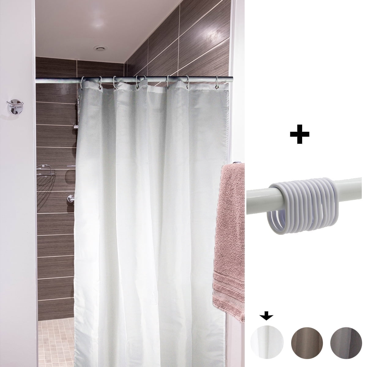 Evideco Small Stall Shower Curtain 48"W x 72"H with Matching Rings ...