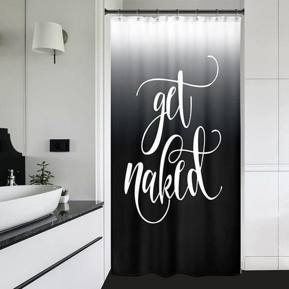 Small Stall Shower Curtain Ombre Get Naked 36Wx72H Inch Black White Texture Single Cool Abstract Funny Fashion Modern Unique Urban Trendy Polyester Waterproof Home Bathroom Decor Fabric