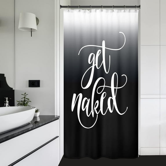 Small Stall Shower Curtain Ombre Get Naked 36Wx72H Inch Black White Texture Single Cool Abstract Funny Fashion Modern Unique Urban Trendy Polyester Waterproof Home Bathroom Decor Fabric