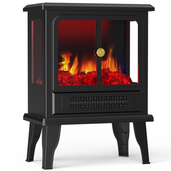 edx Compact Freestanding Electric Fireplace Features 3D flame effect, knob controls,14" L × 7.8" W × 19" H