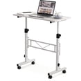 thumbnail image 1 of Small Standing Desk Adjustable Height, Mobile Stand Up Desk with Wheels, 32 Inch Portable Rolling Desks Conference Room Tables for Walking Pad Treadmill Wood Rustic, 1 of 10