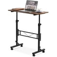 thumbnail image 1 of Small Standing Desk Adjustable Height, Mobile Stand Up Desk with Wheels, 32 Inch Portable Rolling Desks for Walking Pad Treadmill Wood Rustic, 1 of 6