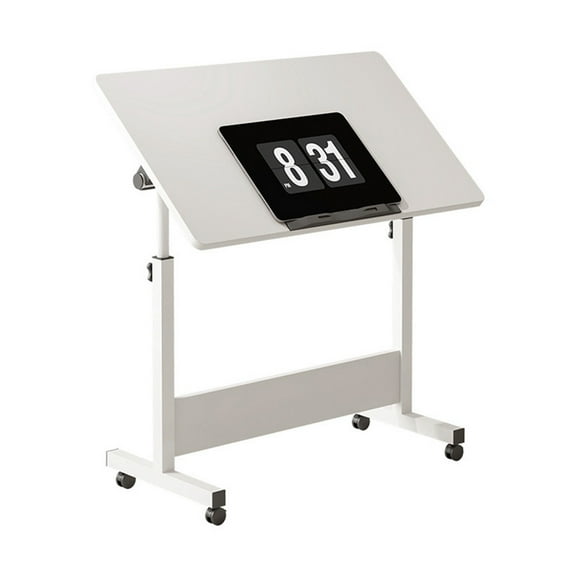 Small Standing Desk Adjustable Height, Mobile Stand Up Desk with Wheels, Portable Home Office Computer Workstations for Sitting And Standing