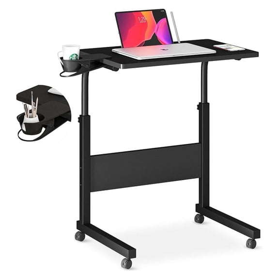 Small Standing Desk, Adjustable Height Portable Treadmill Desk, Mobile Laptop Table - Black