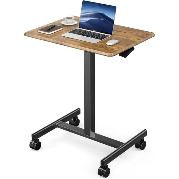 Small Standing Desk, Mobile Stand up Desks with Lockable Wheels, Adjustable Height, 26 Inch Portable Rolling Laptop Computer Desks for Home,Black