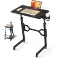 thumbnail image 1 of Small Standing Desk with Wheels, Portable Treadmill Desk, Rolling Desk Adjustable Height for Laptop, Mobile Standing Table for Walking Pad, Bedside Table, 1 of 18