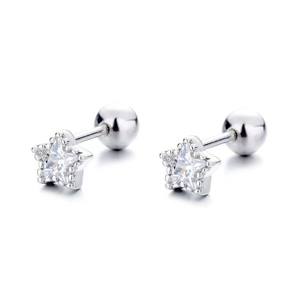 Small Star CZ Diamond Stud Earrings, Women Hypoallergenic Silver Earrings, Minimalist Jewelry, Gift