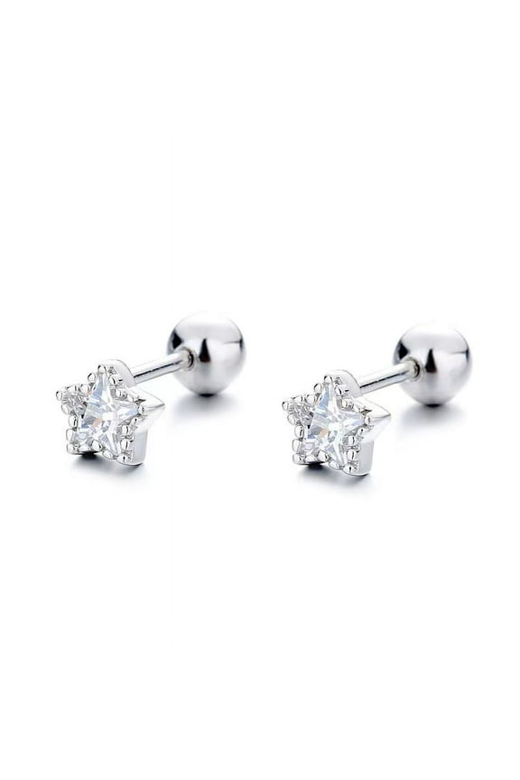 Small Star CZ Diamond Stud Earrings, Women Hypoallergenic Silver Earrings, Minimalist Jewelry, Gift